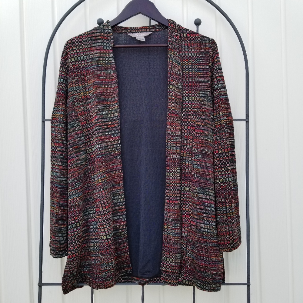 Tanjay open front long sleeve cardigan red/purple L